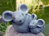 Eigenschaften Tiefes Kunsthandwerk GbR  / Steinfigur Tierfigur Mäuse Maus schiefergrau