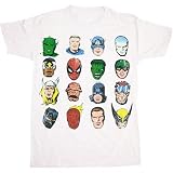Marvel Comics Character Faces White Athletic Fit T-Shirt Size Medium