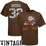 Cleveland Browns Jim Brown Reebok Throwback Distressed T Shirt (XXL)