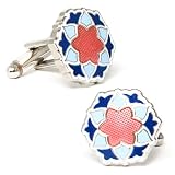 Blue with Pink Bloom Cufflinks Cuff Links