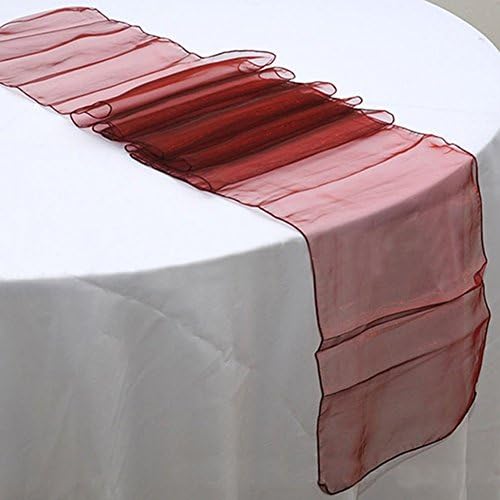 LingStar Premium Quality 30x275cm Sheer Organza Table Runner Wedding Party Home Decoration Wine Red 1 pcs