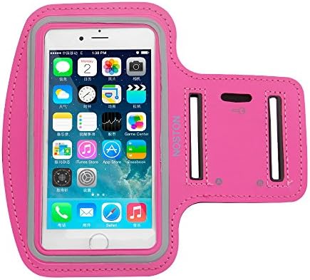 Sports Armband with Key Holder, NOSTON Premium Running Waterproof Arm Band for iPhone 6,6S,5,5S,5C,iPods, Galaxy S6/S7 edge (Pink, 4.7)