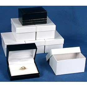 6 Double Ring Gift Boxes Black & White Leather Display