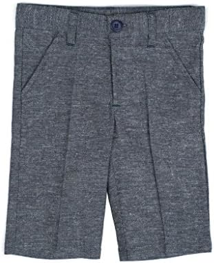 P&amp;P Baby Boy Short Spring Pants - Classic Blue Plaid Linen Shorts, 4 Years