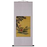EXP Handmade "Children Playing" Scroll Wall Art Painting