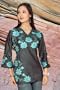 Black Designer jaquard silk kurti with stylish patchwork