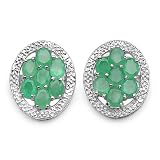 2.80 Carat Genuine Emerald Rhodium Earrings