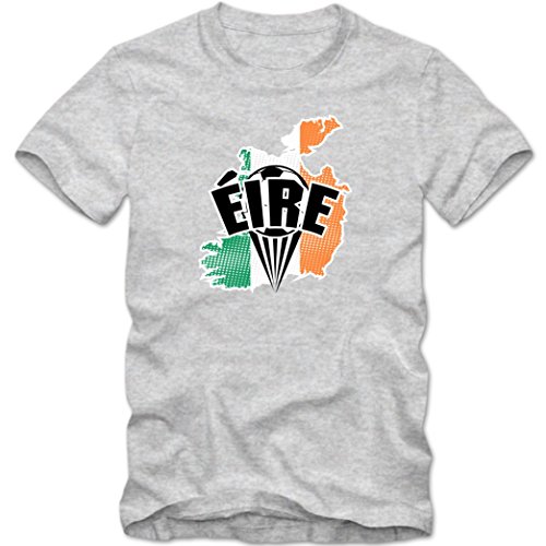 Irland EM 2016 #1 T-Shirt | Éire | Fußball | Herren Fanshirt | Trikot | Nationalmannschaft, Farbe:Graumeliert (Grey Melange L190);Größe:M