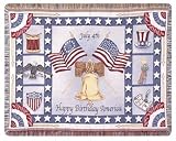 Fourth of July Happy Birthday America Afghan Throw 40 x 50