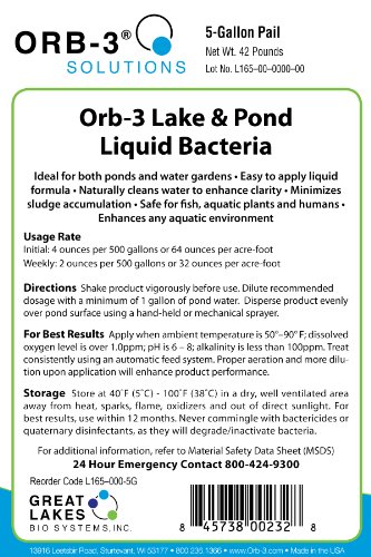 Lake and Pond Liquid Bacteria for Maintenance, 5-Gallon Pail