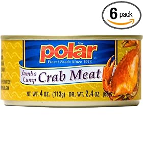 MW Polar Foods Jumbo Lump Crab Meat, 4-Ounce Cans (Pack of 6) by Polar