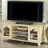 Harwick Wide-screen Tv Stand Glass-door Antique White
