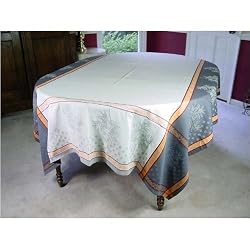 Olives Motif Grays Jacquard 100 by 65 inch French Tablecloth