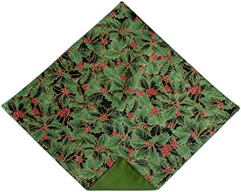 Pocket Square Christmas Holly in Green &amp; Red Handkerchief for Baby to Men (MENS)