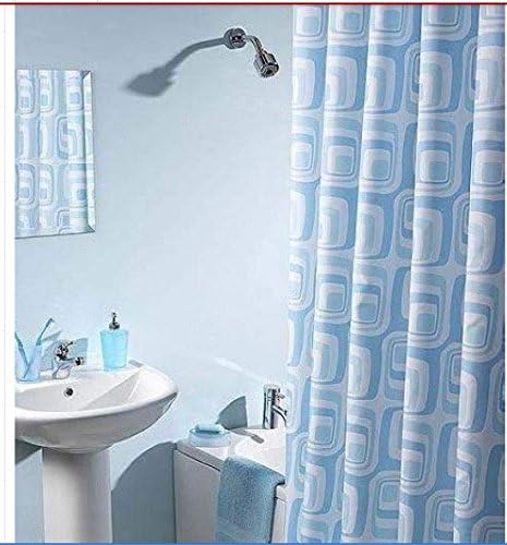 Blue Simple-style Polyester Fabric Shower Curtain with Blue Grids Pattern, Elegant Bathroom Accessory, Stlylish Shower Curtains, Thickened, Waterproof and Mildewproof Shower Curtain, 80x91 inches(200x230cm)