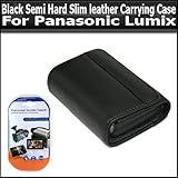 Black Semi Hard Slim leather Carrying Case With Magnetic Closure Specific F ....