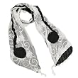 Cotton Lace Stitching Embroider Decorative Flowers Long Scarf Shawl - Black
