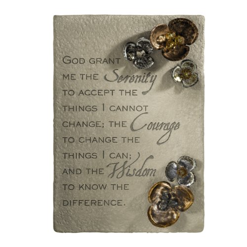 Grasslands Road Always in Our Hearts Serenity Prayer Plaque with Metal Flower Embellishments and Metal Stand, Beaded
