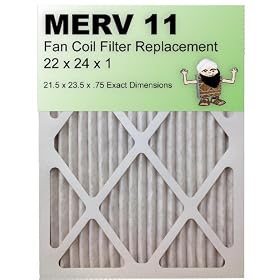 MERV 11 Fan Coil Air Filter 22x24x1 (21.5x23.5x.75), 6-Pack, For Bryant/Carrier Units: Home Improvement