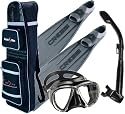 Cressi Gara 3000 LD Freediving Fins with Matrix Dive Mask Snorkel Set, (FREE Snorkeling Backpack Bag)