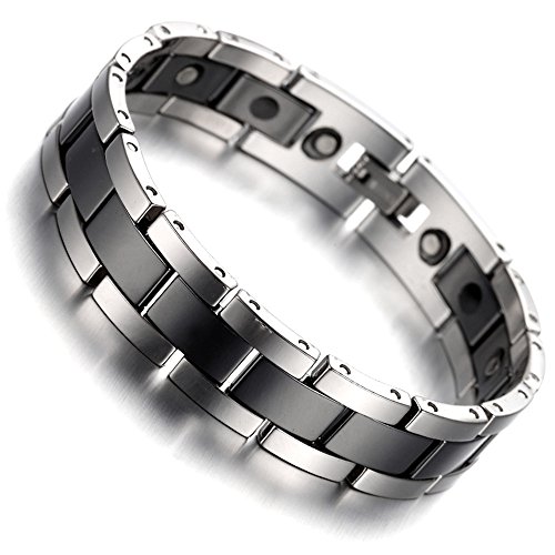 Kstyle Jewelry Tungsten Magnetic Hematite Mens Bracelet black & silver 8