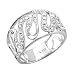 Jewelry : 14k White Gold Waved Right Hand Diamond Ring / Band, Size 6.75 (HI, SI-I, 0.15 carat)