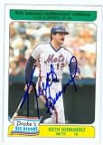 Keith Hernandez Autographed/Hand Signed baseball card New York Mets 1985 Topps Drakes Big Hitters ba