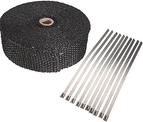 Raypley 2"x5m Exhaust Pipe Header Heat Wrap Resistant Downpipe 10 Stainless Steel Ties 5mx5cmx2mm