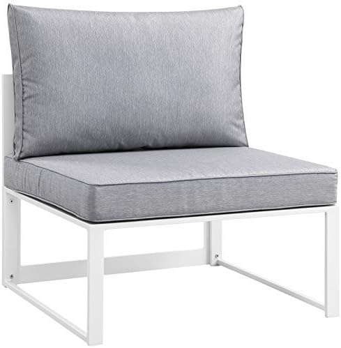 ModwayFortuna Aluminum Outdoor Patio Armless Chair in White Gray