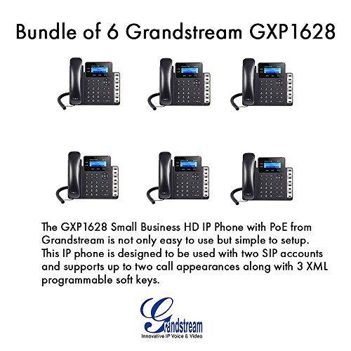 GrandstreamGXP1628 Bundle of 6 Gigabit IPphone 2 Lines PoE LCD display HD Audio