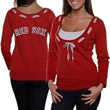 MLB Touch by Alyssa Milano Boston Red Sox Ladies Sunny Sweatshirt - Red (Medium)