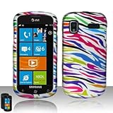 Rubberized Silver Purple Blue Green Orange Colorful Zebra Snap on Design Ca ....