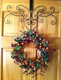 Wreath Hanger Over the Door Black Metal Scroll Design
