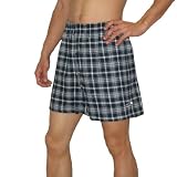 Mens NFL Seattle Seahawks Plaid Cotton Pajama Lounge Shorts with Embroidered Logo - Dark Blue & White (Size: 2XL)