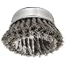 Weiler Wire Cup Brush, Threaded Hole, Steel, Partial Twist Knotted, Double Row