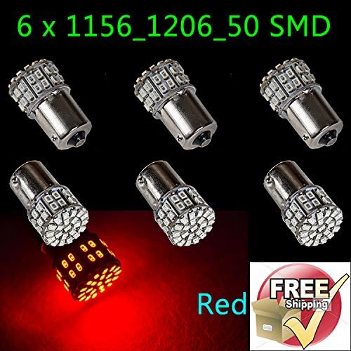 Groupbuy Ba15s 1156 Car Rear Turn Light Signal Super Bright 50-smd LED Bulb Lamp 12V Color White,Red,Yellow,Blue,Green,Purple Pink,Warm White For Choice(6-Pack, Red)