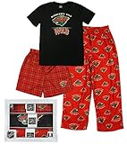 Minnesota Wild NHL Big Boys 3-piece Boxed Pajama Set, Red & Black