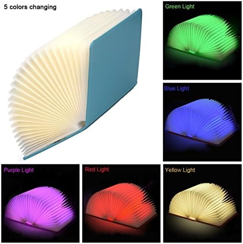 Emontek Book LED Light,Upgrading 5 Colors Magic Book Night Light USB Charging Booklight Folding LED Lamp,Book-shaped Desk Lamp(Blue)