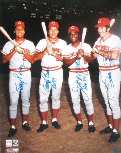 Pete Rose, Johnny Bench, Joe Morgan and Tony Perez Cincinnati Reds Autographed 16x20 Photograph