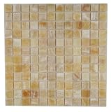 1x1 Honey Onyx Polished Mosaic Tiles Meshed on 12x12