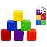 Baby Toddler Blocks - BPA Free - Stacking Building - Soft Silicone Toys - "The Ouchless Baby Blocks" - Set of 6