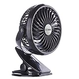 Rechargeable Fan Battery Clip on Fan, Quietness, Adjustable (Black)