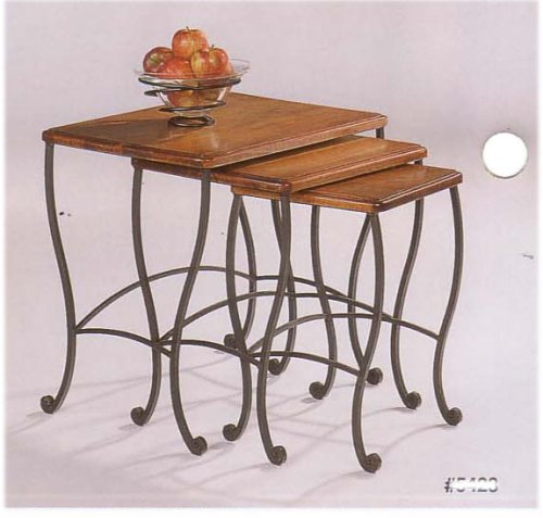 Black Iron Base Rustic Oak Finsh 3pc Nesting Tables Set