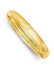 14k Yellow Gold 5/16 Florentine Engraved Hinged Bracelet Bangle Metal Wt- 8.71g