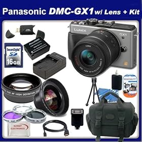 Panasonic LUMIX DMC-GX1 Digital Camera & G VARIO 14-42mm Lens Kit (Silver) + SSE Ultimate Kit: Includes - 16GB SDHC Memory Card, 0.45x Wide Angle Lens, 2x Telephoto Lens, Replacement Battery, Travel Charger, Shoe Mount Flash, HDMI Cable and much more...