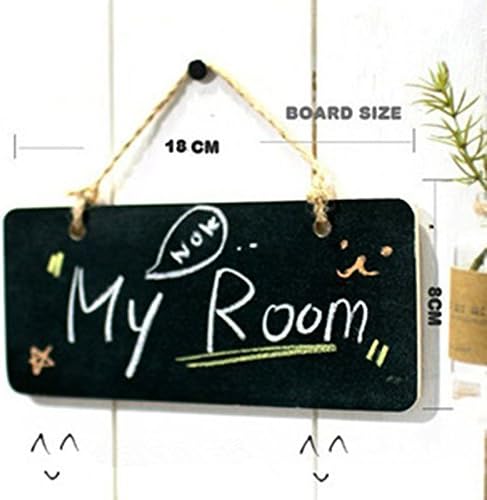 Idetrust Wooden Hanging Mini Small Blackboard Leave a Message Wordpad Room Doorplate Chalkboard with Rope