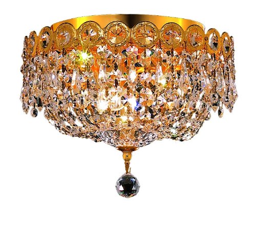 Elegant Lighting 1900F10G/RC Century 9-Inch High 3-Light Chandelier, Gold Finish with Crystal (Clear) Royal Cut RC Crystal