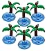 Just-Best Toys for Pool Items - Inflatable Palm Island Drink Holder (6 Packs) with a Mini Air Pump for Fun Water Floats