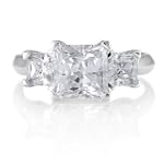 Sterling Silver Princess Cubic Zirconia CZ 3-Stone Ring - Nickel Free-Prom jewelry Mother's Day Ring