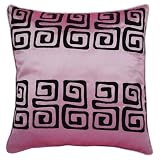 Decorative Handmade Cushion Cover / Pillow Sham With Contemporary Black Swirl Design - Purple